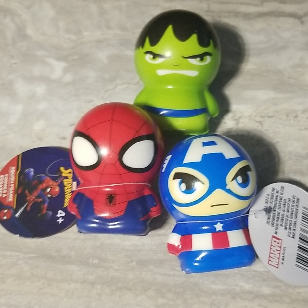 Marvel Heroes Squishy Foamies Hulk, Spiderman And Captain America Superheros